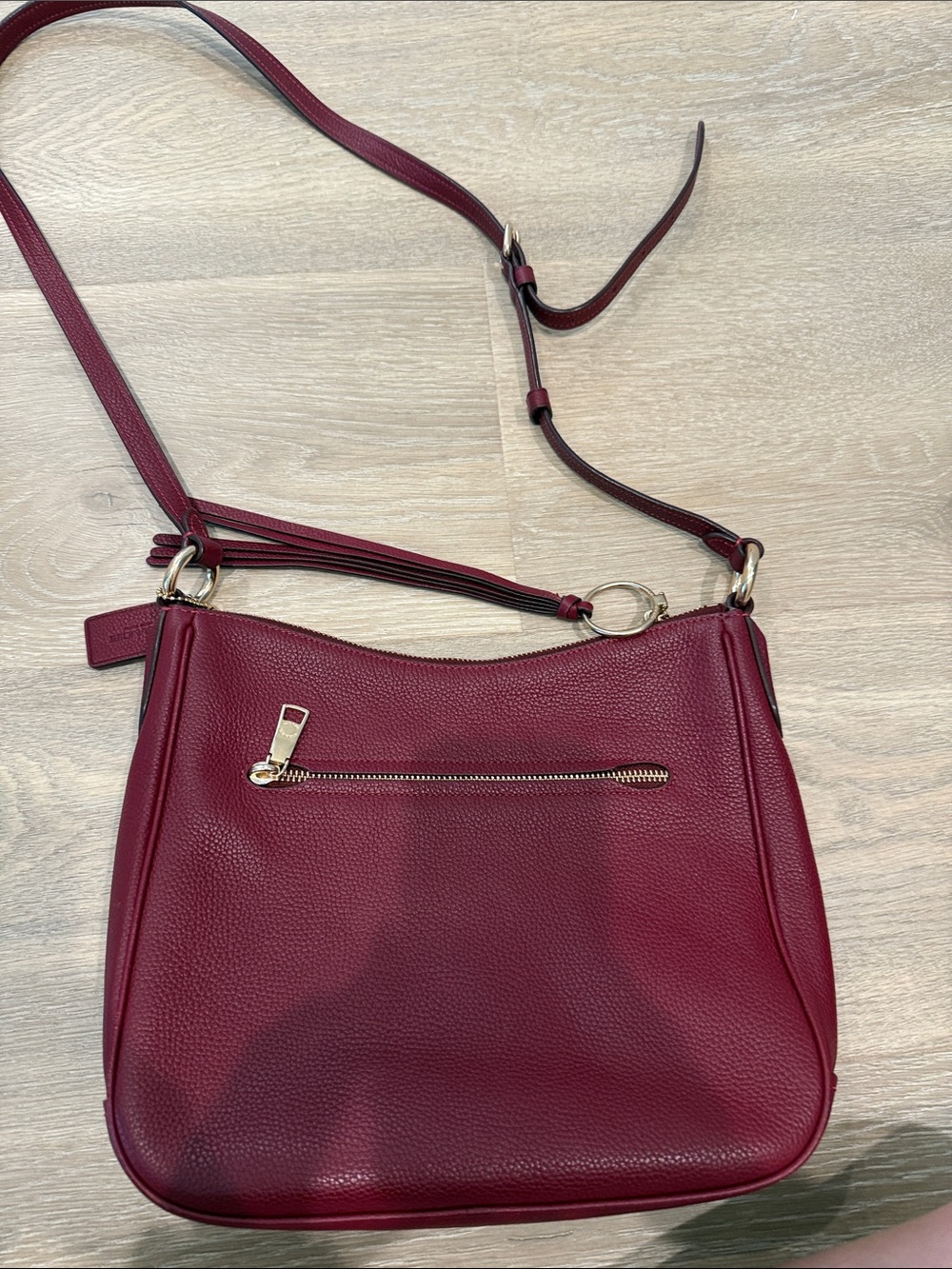 Coach Pebbled Leather Shoulder Bag - Burgundy - Picture 2 of 3
